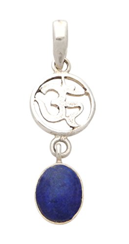 Om Mandala Pendant with Faceted Healing Crystal Oval Drop  - Sterling Silver