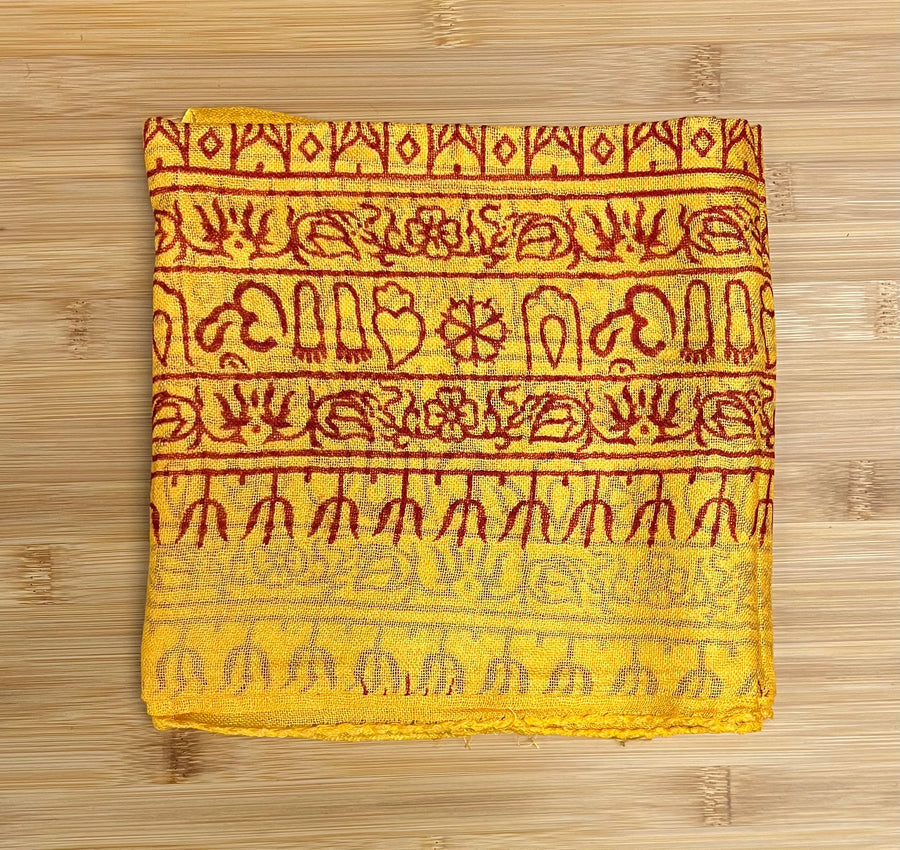 Om Mantra Hand Block Printed Prayer Scarf