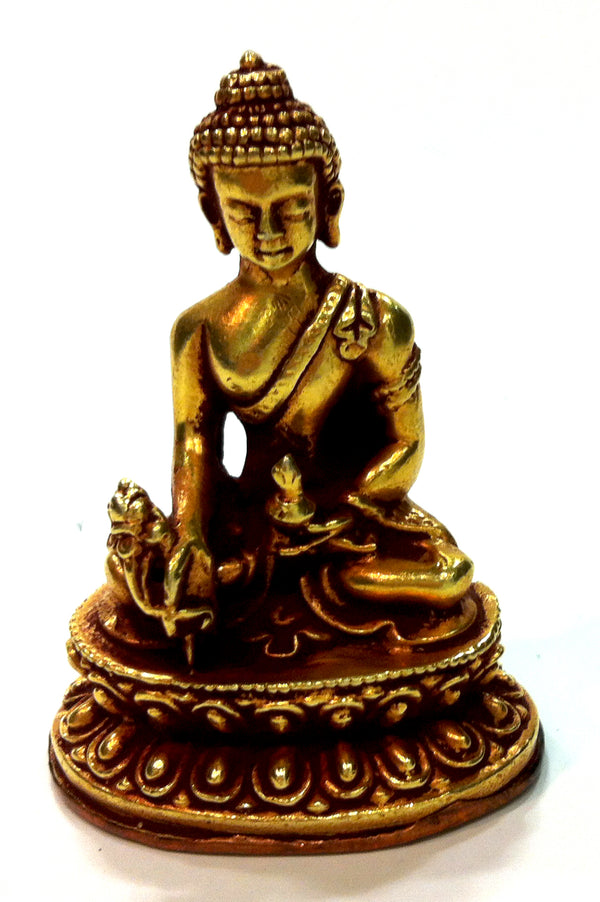 product image Medicine Buddha Gold Plated Copper Statue 3"