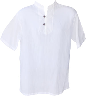 Men's White T-Shirt 100% Cotton V-Neck Lightweight Yoga Top