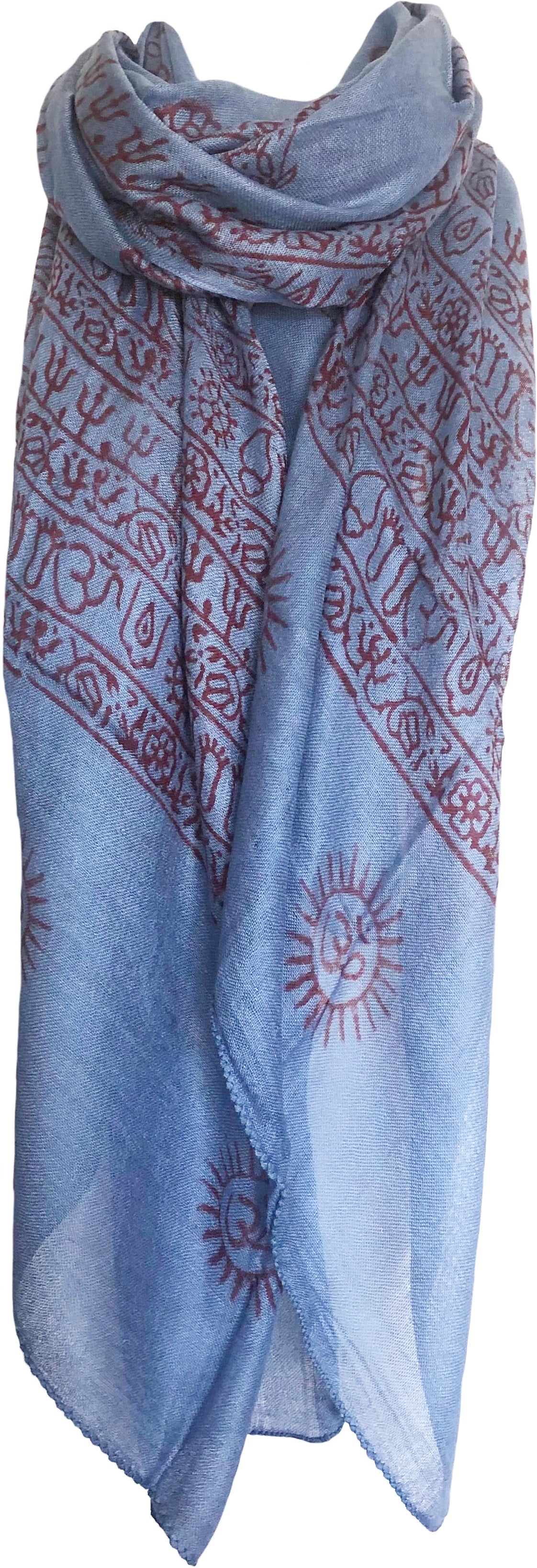 Om Mantra Hand Block Printed Prayer Scarf