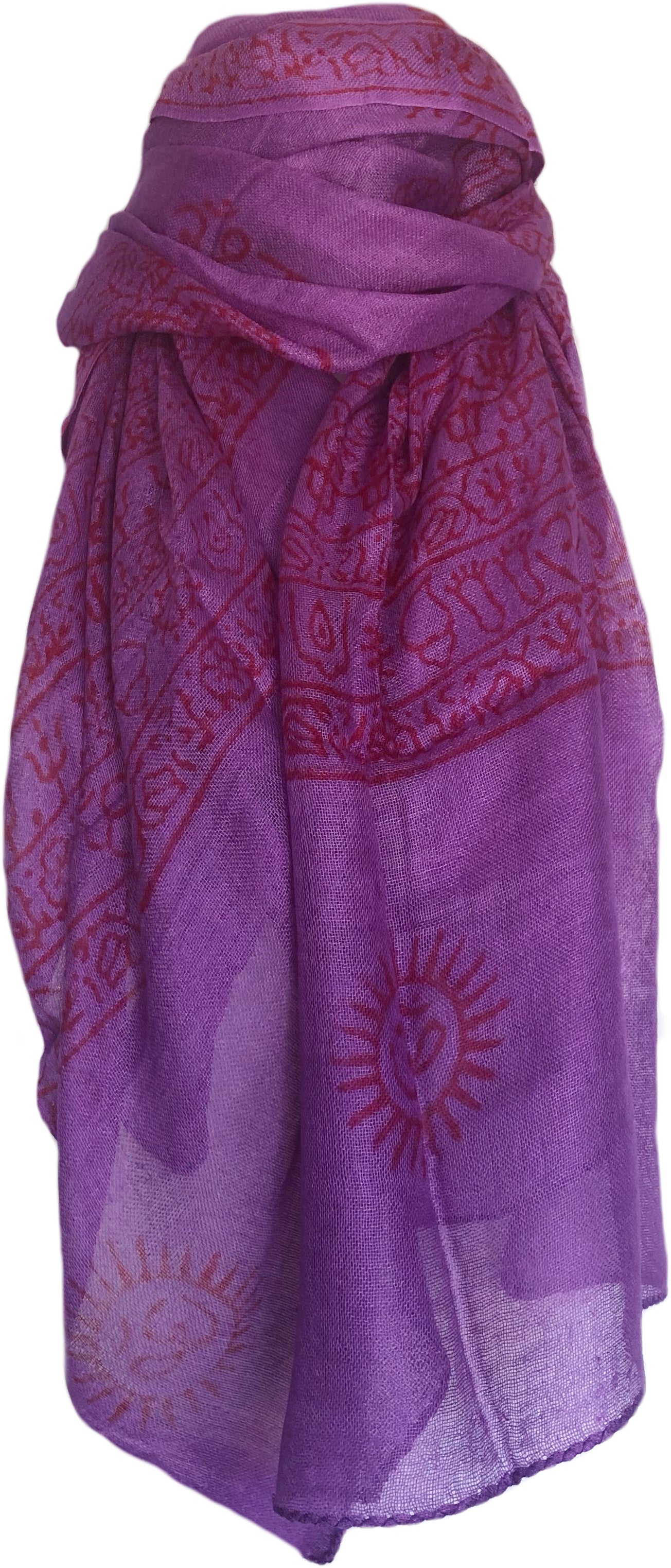 Om Mantra Hand Block Printed Prayer Scarf White Swan Distribution