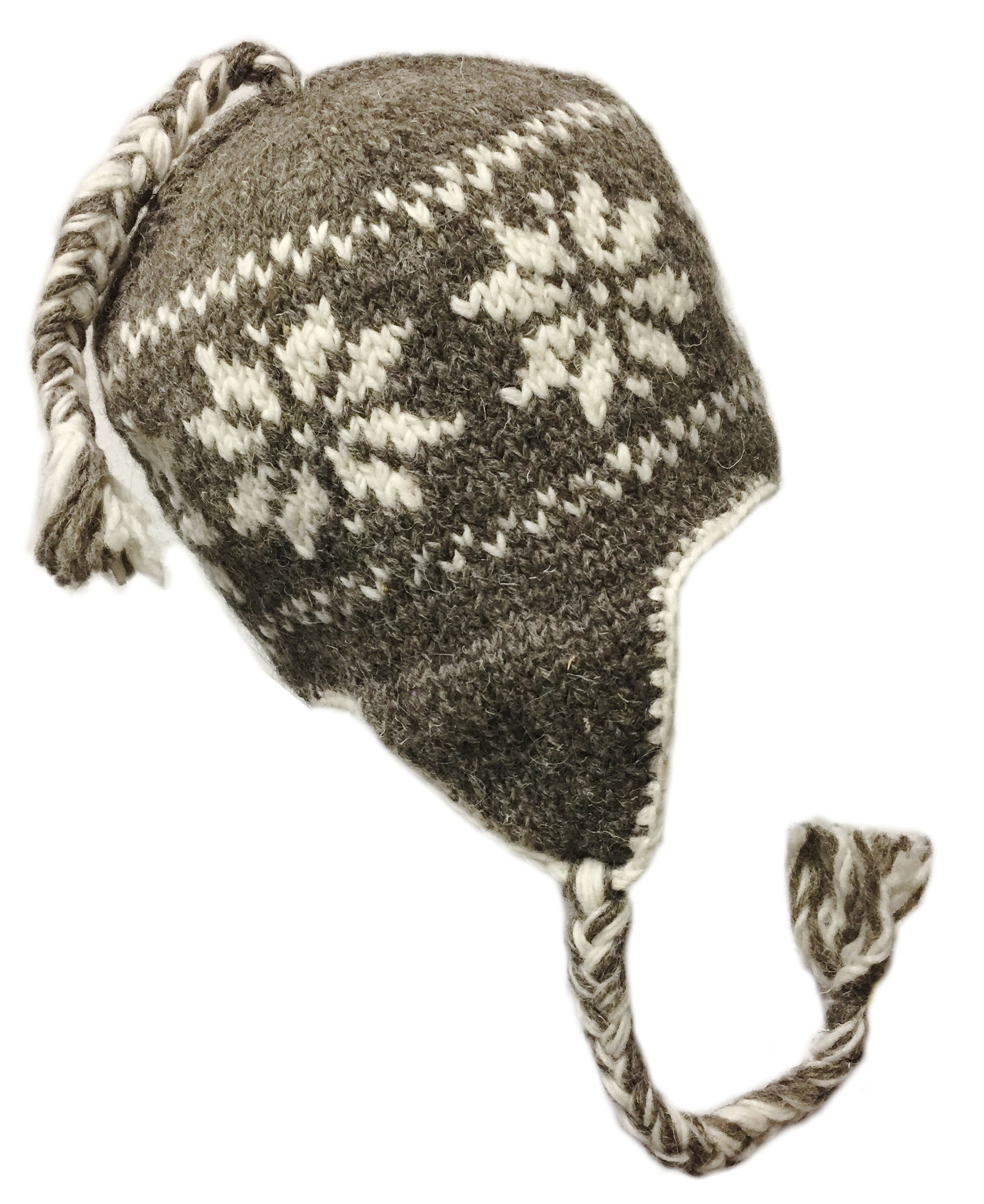 Sherpa Hat with Ear Flaps, Heavy Wool Fleece Lined Wave Design