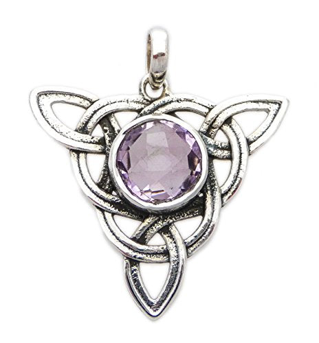 Celtic Trinity Knot Large (Triquetra) Pendant Healing Stone Sterling Silver