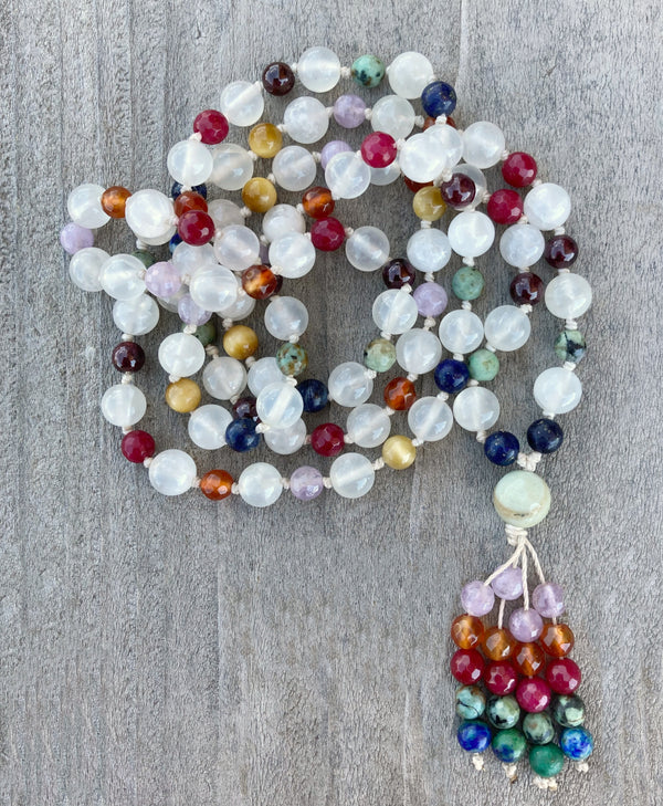 Angels Prayer's Chakra Selenite Mala 108 Knotted Prayer Beads