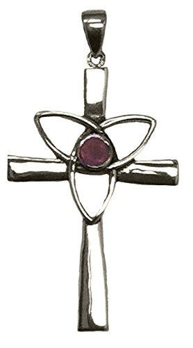 Celtic Cross Trinity Sterling Silver Pendant with Healing Stone