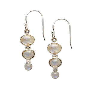 Oval Crystal Drop Earrings  - Sterling Silver