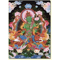 Green Tara Thangka Altar Card