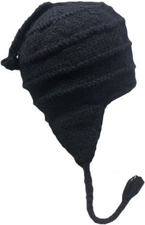 Sherpa Hat with Ear Flaps, Heavy Wool Fleece Lined - Ridge Design