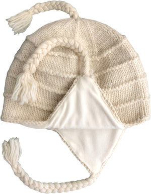Sherpa Hat with Ear Flaps, Heavy Wool Fleece Lined - Ridge Design