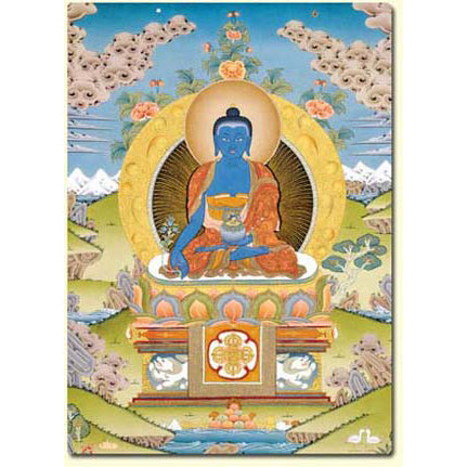 Medicine Buddha Thangka Altar Card