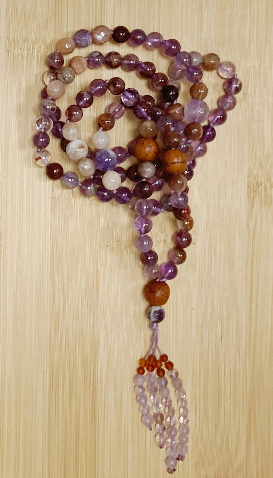Spiritual Wisdom & Light: Super 7 Citrine & Amethyst Mala 108 Prayer Beads